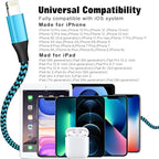 SHUSEL for iPhone Charger 10FT 3 Pack USB Lightning Cable MFi Certified Fast Charging Nylon Braided for iPhone Charger Cord Compatible with iPhone 14 Plus 14 pro max 13 12 11 XS X XR 8 Plus