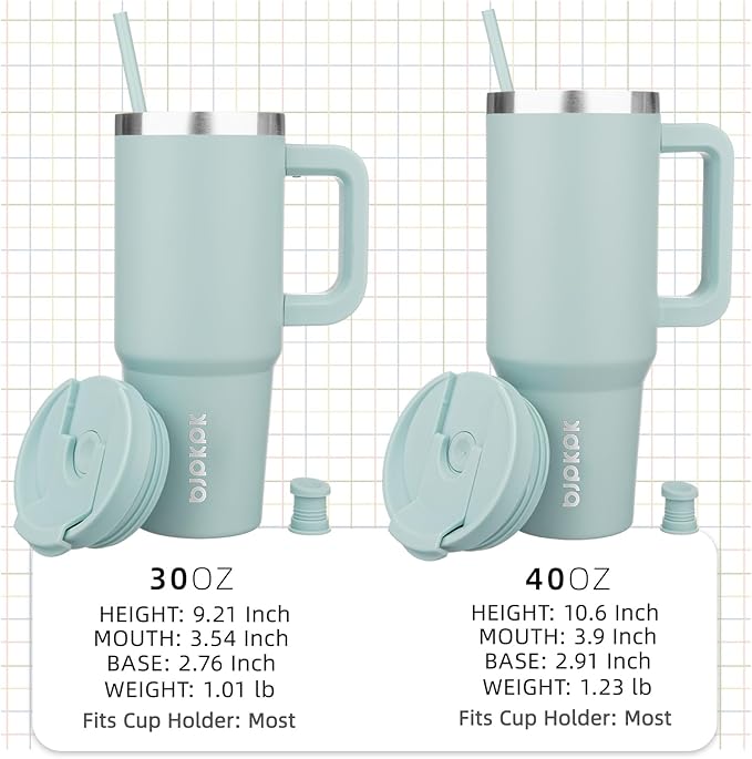 BJPKPK 30 oz Tumbler With Handle Insulated Tumblers With Lid And Straw Stainless Steel Thermal Cup,Blue Haze