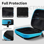2Pack Square Earbud Case Portable EVA Carrying Case Storage Bag Cell Phone Accessories Organizer with Carabiner for Earphone, Earbud, Earpieces, SD Memory Card, Camera Chips-Blue/Red