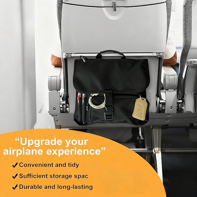 Airplane Seat Storage Pocket, International Travel Essentials,Airplane Pocket Organizer, Airplane Travel Accessories,Removable Toiletry Bag Designed