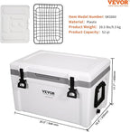 VEVOR Ultra-Light Hard Cooler, Ice Retention Cooler with Heavy Duty Handle, Ice Chest Lunch Box for Camping, Travel, Outdoor, Keeps Cool for up to 6 Days, 30% Lighter Than Rotomolded Coolers
