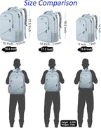 MATEIN Laptop Backpack 17 Inch, Womens Large Work Commute Backpack with Front Pocket, Water Resistant Anti Theft Computer Bag for Students, Travel Daypack with Luggage Strap, Haze Blue