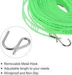 uxcell Portable Clothesline, 32.8ft Nylon Windproof Non-Slip Washing Line Rope for Courtyard Outdoor Travel Camping Laundry Drying, Green