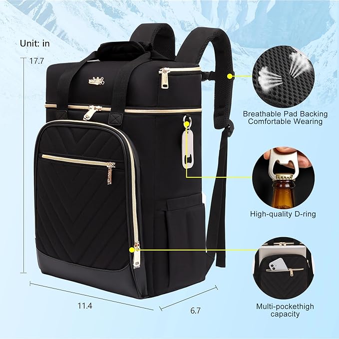 Backpack Cooler Insulated Leak Proof, Lightweight Soft Sided Cooler Backpack for Men Women, Waterproof Beach Cooler Bag Lunch Backpack for Camping Hiking Picnic Fishing Travel Outdoor