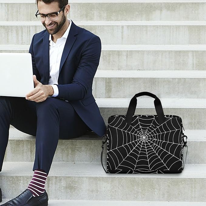 Goth Spider Web Laptop Case 15.6 inch Computer Bag Waterproof Laptop Briefcase Laptop Bag for Women & Men