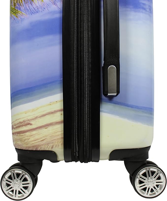 World Traveler VentureX Airline Approved 2-Piece Carry-On Luggage Set – Lightweight Hardside Polycarbonate Suitcase with Spinner Wheels - Palm Tree