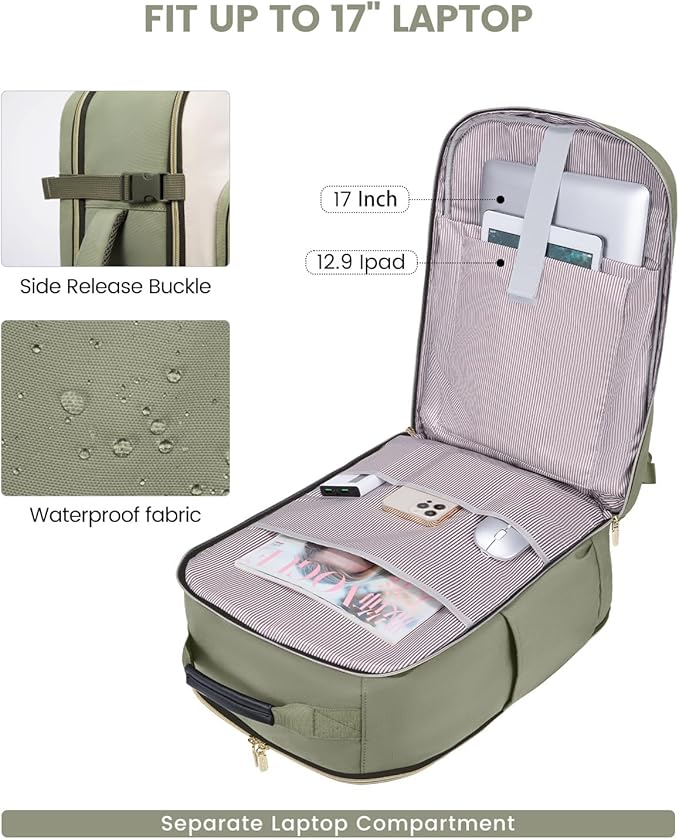LOVEVOOK 56L Travel Backpack for Women & Men, Airline Approved Carry On Luggage with 3 Packing Cubes, TSA Overnight Bags, Waterproof Personal Item Bag, Weekender Essentials Backpacks fits 17" Laptop
