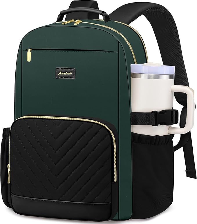 Focdod Laptop Backpack for Women Bookbag: 15.6 inch Work Backpacks with Pouch Pocket for Large Capacity Cup & USB Charger College Book Bag Travel Business Nurse Teacher Bookbags Anti-theft Back Pack