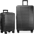 U.S. Traveler Boren Expandable Hardside Rugged Travel Luggage with 8 Spinner Wheels, Black, 2-Piece Set