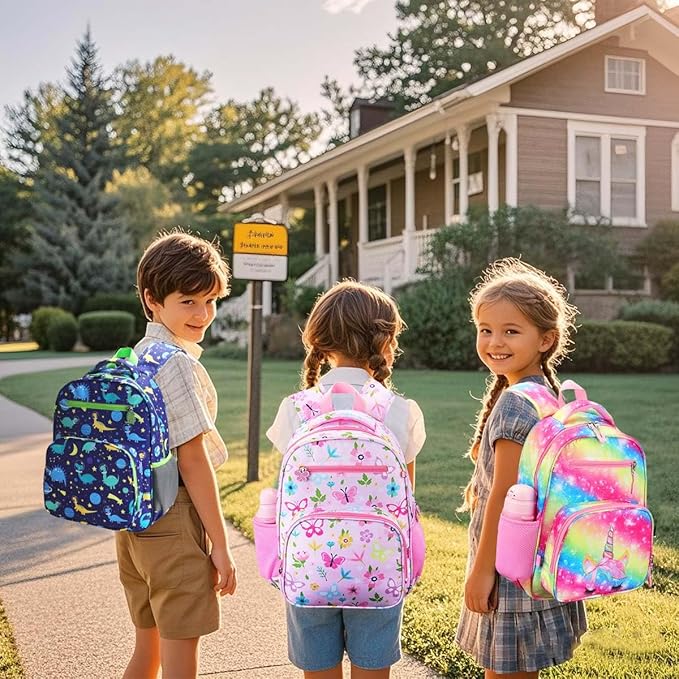 RHCPFOVR Kids Backpack for Girls - Girls Backpack 3-8 Ages Butterfly for Kids 15 Inch School Bookbag for Kindergarten Elementary School Bookbag for Girl 1st 2nd Grade