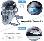Swim Beach Sports Drawstring Backpack - Gym Bag with Shoes Compartment and Waterproof Pocket for Gym Accessories, Swim Essentials - Kids Mens Beach Workout Bag