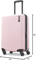 American Tourister Stratum XLT Expandable Hardside Luggage with Spinner Wheels, Pink Blush, Carry-On 21-Inch