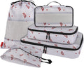 U+U 5 Set Packing Cubes for Travel Essentials Ultralight Luggage Packing Organizers with Laundry Bag and Shoe Bag for Vacation, Business Trip and Camping (Cherry Tomato)