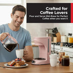 MUELLER HOME 12-Cup Pink Coffee Maker - Borosilicate Carafe, Auto-Off, Pink Kitchen Accessories, Reusable Filter, Anti-Drip, Kitchen Appliances, Keep-Warm Function