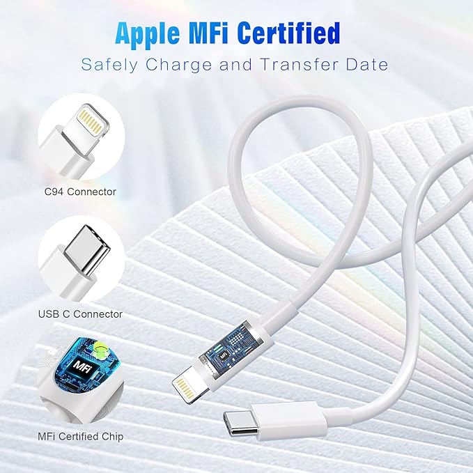 USB C to Lightning Cable [Apple MFi Certified] 2Pack 10FT iPhone Fast Charger Cable Power Delivery Type C Charging Cord Compatible with iPhone 14 13 13 Pro Max 12 12 Pro Max 11 XS XR X 8
