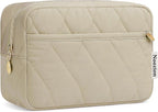 Noozion Makeup Bag Travel Toiletry Bag, Puffy Padded Cosmetic Bag for Women, Makeup Organizer Case, Wide-open Pouch Purse, Travel Essentials