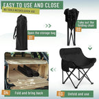 2 Pack Compact Camping Chairs Portable Folding for Outside with Carry Bag Lightweight Moon Chairs for Travel Picnic Hiking Beach Fishing, 600D Oxford, Supports 330lbs(White, Black)