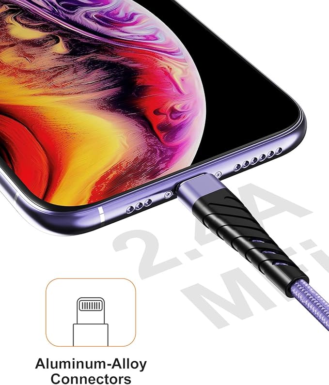 Long iPhone Charger Cable 10ft for [MFi Certified],(2 Pack) CyvenSmart 10 Foot Lightning Cable Fast Charging Cord 10 Feet for iPhone 11/11 Pro/11 Pro Max/XS/XS Max/XR/X/8/8 Plus/7/7 Plus-Light Purple