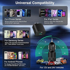 USB C Wall/Car Charger,38W Dual USB-C+USB-A Cigarette Lighter Adapter, 20W Fast Charging Block+2 X 6FT Type-C Cables for iPhone 16,16e,15,Samsung S25, S24 Ultra Pixel Cargador para Carro Plug