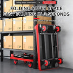 Foldable Luggage Trolley on Wheels Heavy-Duty Cart with Handle & Bumper Strips Silent TPR Wheels for Easy Transport & Storage (60×90×97cm)