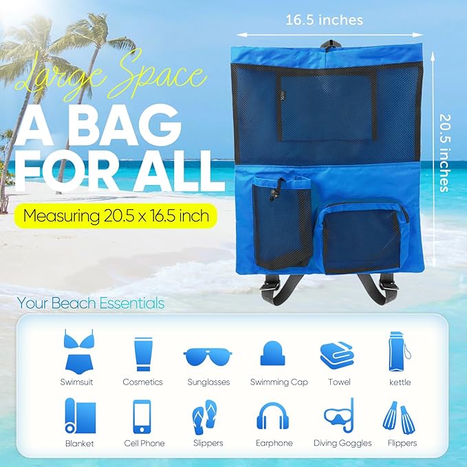 HOHOM Swim Mesh Beach Bag, Waterproof Gym Bags for Women and Men, Large Pool Bag Swimming Gear Drawstring Backpack