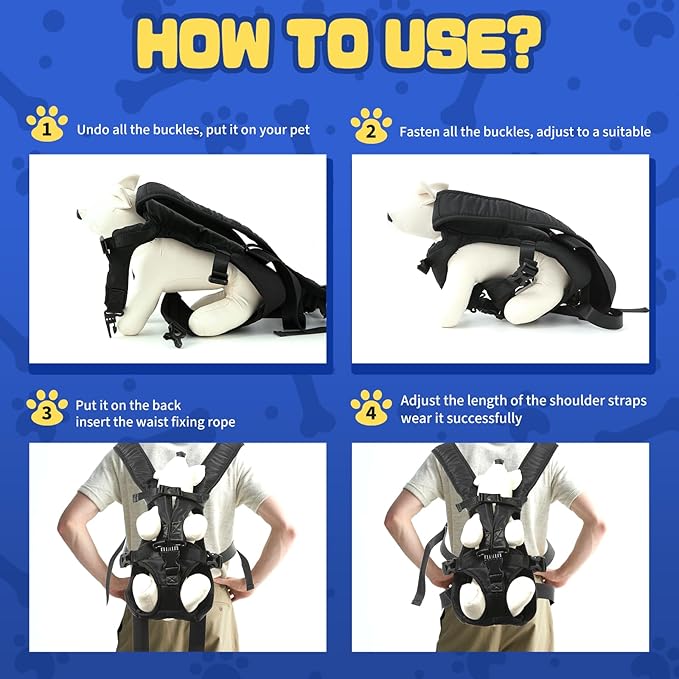 Dog Backpack Carrier, Legs Out Front Pet Carrier for Small Medium Dogs Cats up to 25lbs, Adjustable Breathable Hands-Free Puppy Carrier Backpack for Hiking, Cycling, Camping & Travel — S/M/L