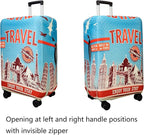 WUJIAONIAO Travel Luggage Cover Baggage Suitcase Cover Protector Skins 18-32 Inch (Tourist Attraction A28, S (for 18-20 inch luggage))