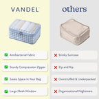 Vandel Space-Saving Compression Packing Cubes for Women with Hanging Toiletry Bag, Laundry Bag, Compressible Carry On Suit Case Organizer Luggage Packing Cubes for Travel Compression Organizer Bags
