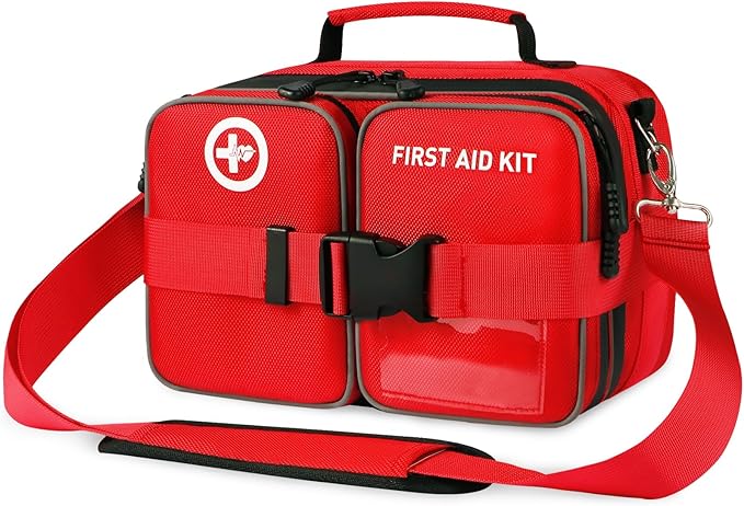 Premium 516 Piece First Aid Kit for Car, FSA Eligible HSA Store Waterproof Compact Labeled First Aid Bag with Molle Shoulder Strap, Emergency Kit for Home, Travel, Hiking, Camping, Survival