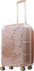 FUL Disney Minnie Mouse 25 Inch Rolling Luggage, Textured Hardshell Suitcase with Wheels, Rose Gold