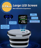 WADEO Portable Shower for Camping with 20L Bucket, 13000mAh Rechargeable Camping Shower with Intelligent LED Display & °F/°C Switch, 5 Speeds Modes, IPX8 Waterproof Portable Shower for Hiking, Travel