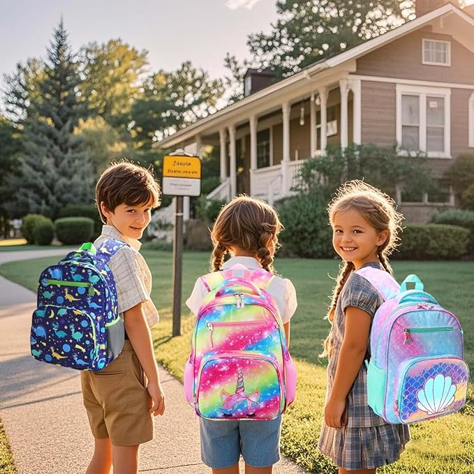 RHCPFOVR Kids Backpack for Girls - Girls Backpack 3-8 Ages Unicorn for Kids 15 Inch School Bookbag for Kindergarten Elementary School Bookbag for Girl 1st 2nd Grade