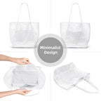 KALIDI Beach Nylon Mesh Tote Bag, Casual Tote Bag Hobo Women Foldable MAX 23L Shoulder Bag For Beach Picnic Vacation