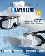 Swim Goggles 2 Pack, Wide View Anti Fog&UV Swimming Goggles for Audlt, No Leak Pool Beach Essentials for Men Women
