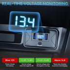 4PCS Gibbab 108W 4 Ports 12V RV USB Switch Outlet Voltmeter, 2*36W PD3.0 Type-C + 2*18W QC3.0 Quick Charge Panel Wall Mount Car Charger Socket Waterproof Multi-Port Adapter for Bus Marine Truck Boat