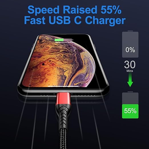 Durcord USB C to USB C Cable, 2Pack 100W 6ft USB C Charger Cable Fast Charging for Android/Phone/Pad, Type C to Type C Charger Braided Compatible with iPhone 15 Pro/Plus/Max/Android/Phone/Pad Red