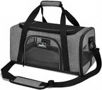 Wakytu Airline Approved Pet Carrier, TSA Approved Soft Sided Travel Bag for Small Dogs and Cats, 5 Mesh Windows & Padded Shoulder Strap for Plane Underseat, 17.7"x11"x8.3"