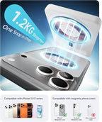 iWALK Magnetic Wireless Power Bank 10000mAh, Slim Portable Charger with 20W PD Cable Fast Charging, Metal Kickstand, LED Display, MagSafe Compatible Battery Pack for iPhone 17/16/15/14/13/12 Series