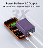 40W Flat USB C Charger Block, 2-Pack USB C Fast Charging Block 4-Port Dual PD+QC Power Adapter Double Charger Block Multiport Type C Cube Multiple Wall Plug for iPhone 17 16 15 14 13 Pro Max(Purple)