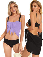 CHICGAL 2 Pieces Women Beach Sarong Bathing Suit Wrap Skirt Sheer Bikini Swimsuit Cover Ups for Swimwear