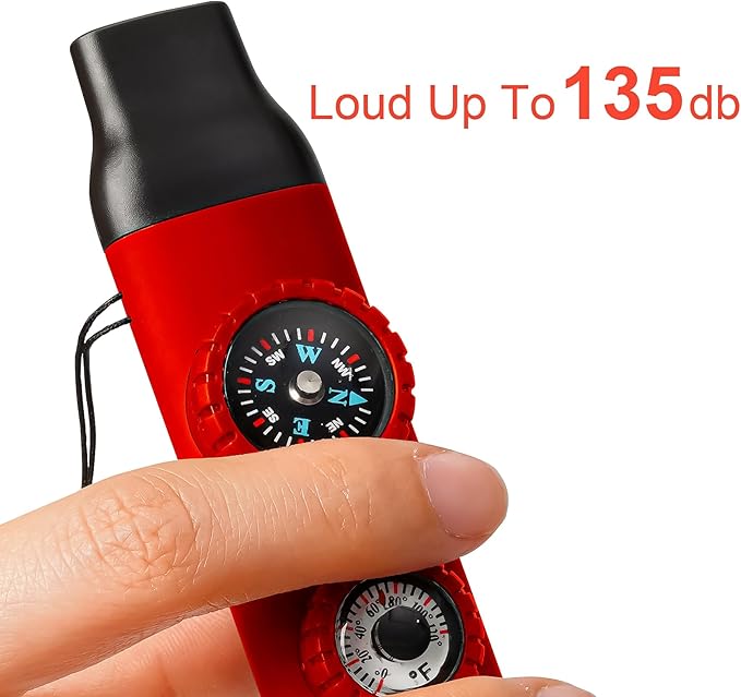 Emergency Survival Safety Whistle，Whistle for Kids with Lanyard,Compass,Thermometer,Ideal for Kayaking, Boating, Hiking, Camping, Climbing