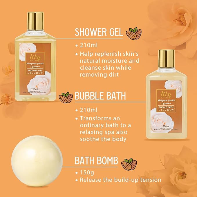 Gifts for Women, Spa Gift Basket for Women, Mothers Day Gift Basket for Mom - Vanilla Bath and Body Gift Basket Set, Spa Kit | Gifts for Christmas, Valentines Day, Birthday, Bath Spa Gift Sets for Her