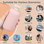 DEMORA 6.6oz Travel Bottles for Toiletries, Larger Plastic Travel Squeeze Bottles Leak Proof Refillable Toiletry Containers with Flip Caps and Labels for Shampoo Conditioner Lotion (Pink, 4 Pcs)