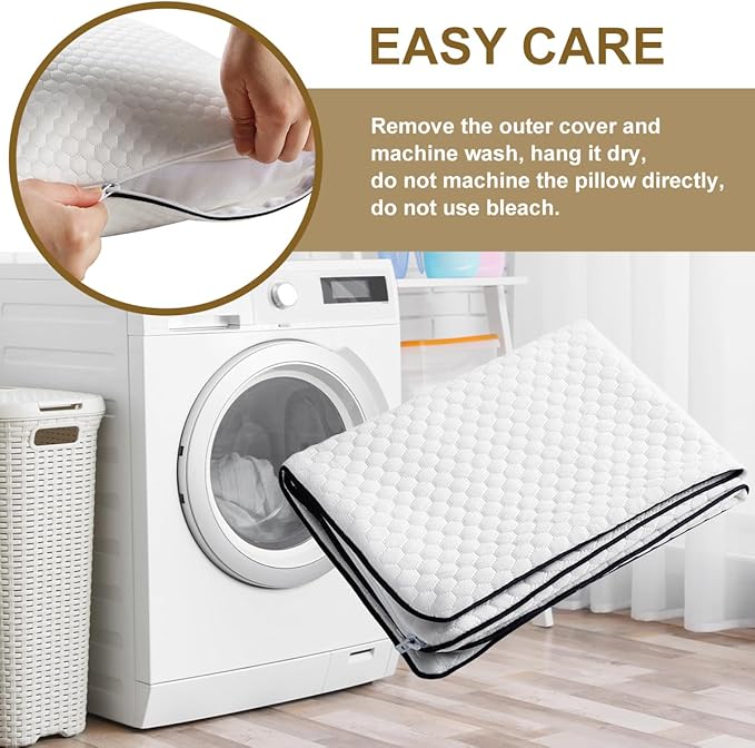 Ivellow Travel Pillow Camping Pillow for Sleeping Cooling Shredded Memory Foam Pillow Compressible Compact Medium Firm,Breathable Soft Cover,Ideal Outdoor Car Backpacking Hiking Essential Gear White L