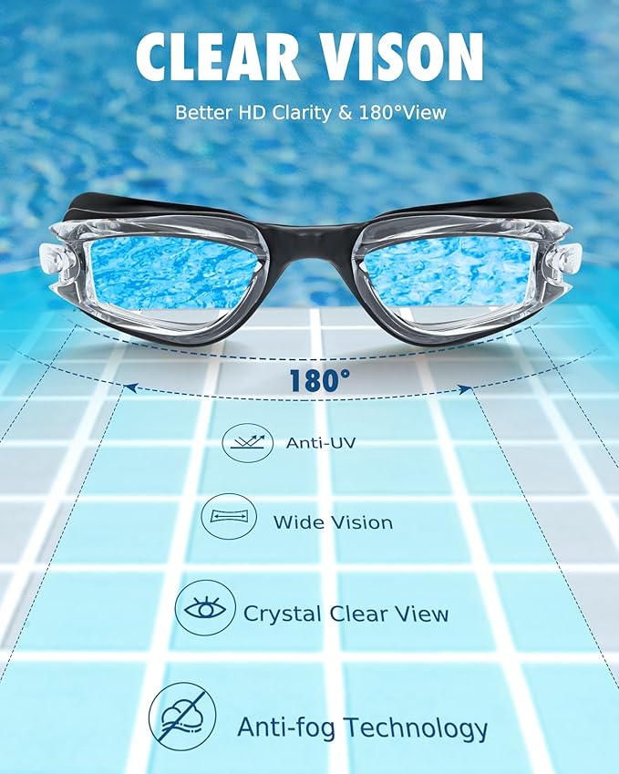Aegend Swim Goggles for Kids Youth 3-14 Anti-Fog Anti-UV Comfort Fit Goggles for Swimming
