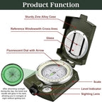 Compasses，Hiking Compass for Survival with ，Waterproof Durable and Pocket-SizedTactical Survival Compass with Lanyard，Climbing Biking Exploring Geology, Outdoor Activities