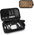 Leopard Print Electronics Case, Mini Cable Organizer Bag for Essentials, Tech Accessory with Cord Organizer for Phone, Power Bank, SD Card