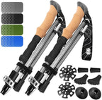 Premium Foldable Hiking Poles by USA Brand - Adjustable, Lightweight Trekking Poles Made of Aircraft Aluminum, Metal Locks Cork EVA Grips