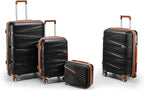 4 Piece Luggage Set, Hardside Expandable Lightweight Suitcase with 360° Mute Spinner Wheels Luggage Sets, TSA Lock, 14/20/24/28 Inch Travel Luggage for Men, Women and Girls (Black 3)