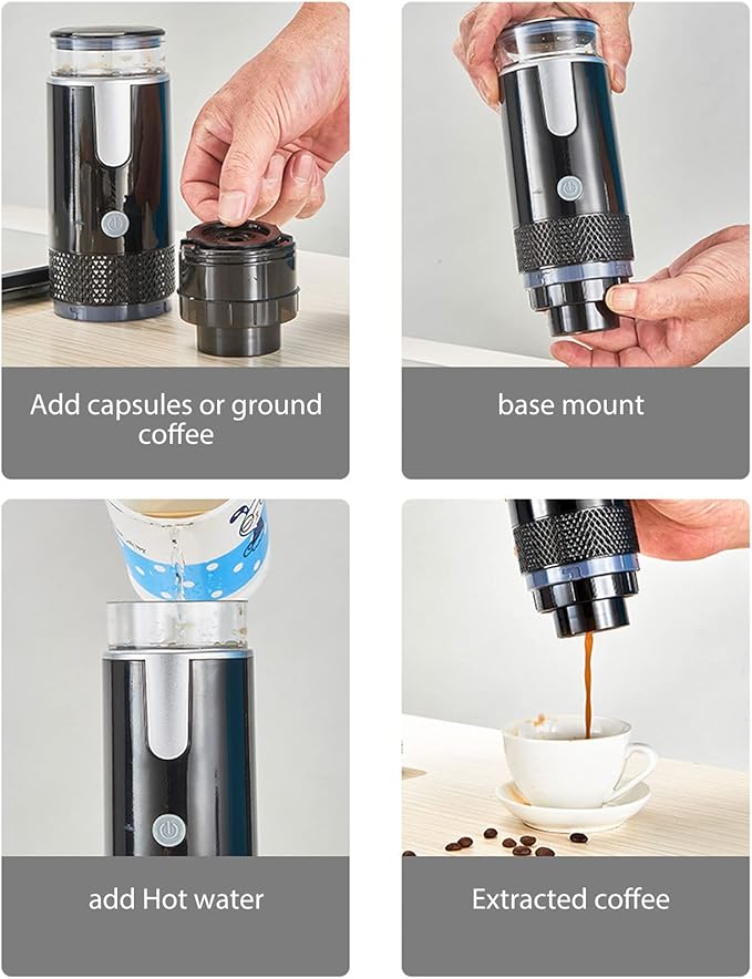 Battery Operated Coffee Maker, Portable Espresso Machine, Portable Coffee Maker, for Travel, Car, Camping, Office (Add Hot Water)